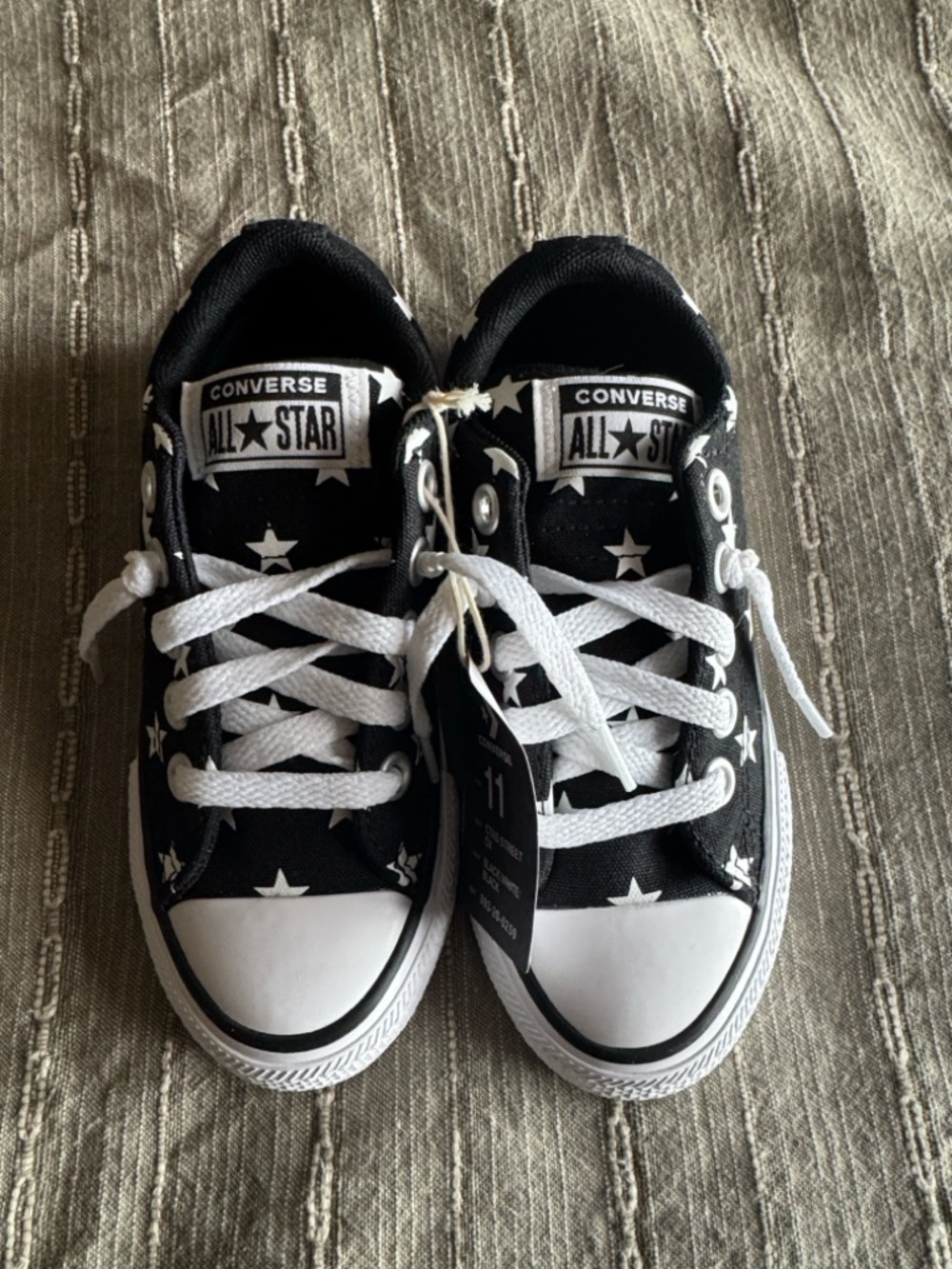 Converse Kids Black & White Star Print Low Top Sneakers